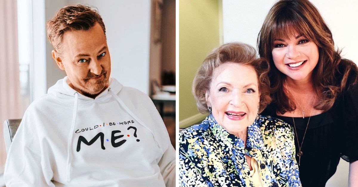 Matthew Perry side by side image with Valerie Bertinelli and Betty White
