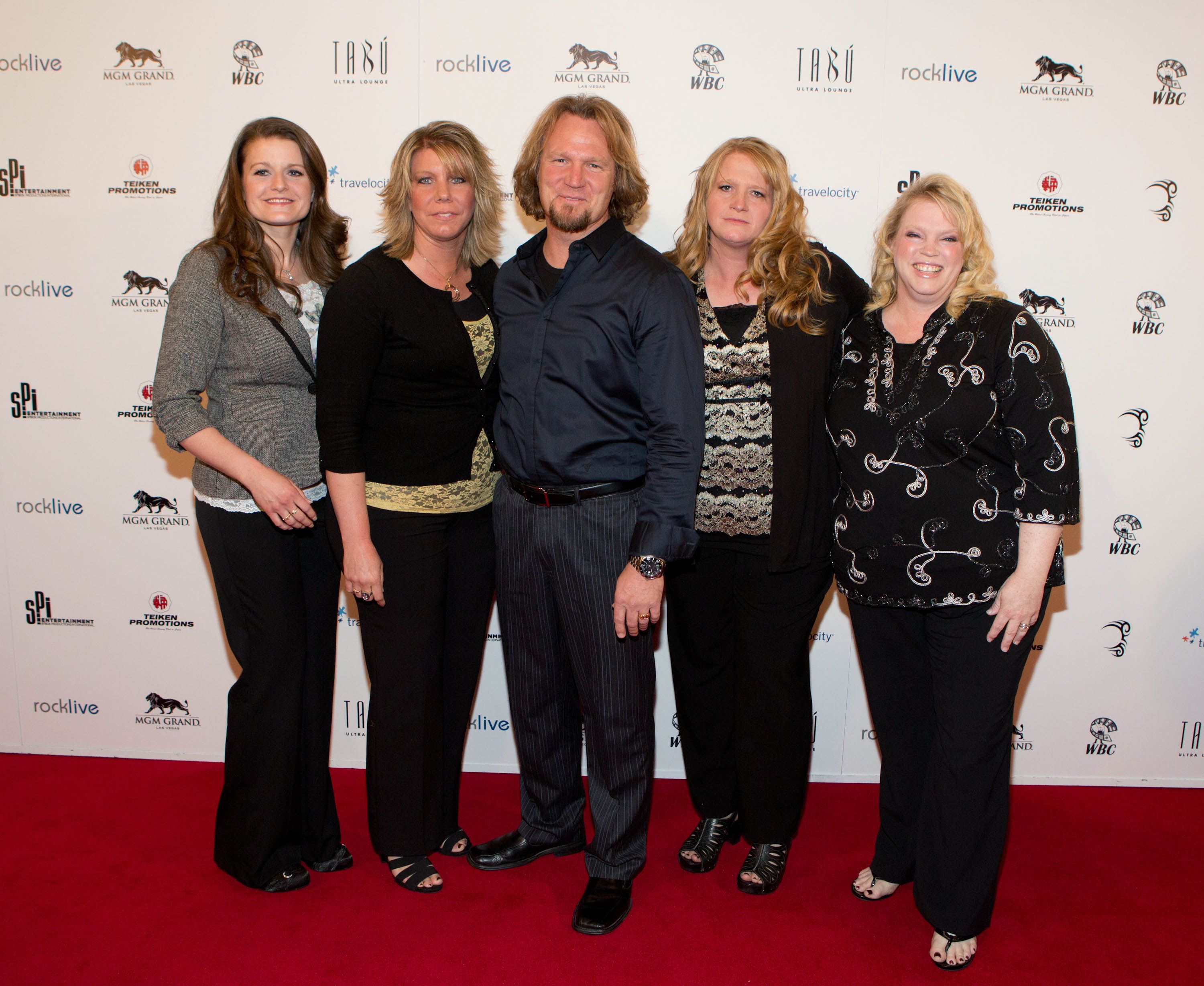 Kody Brown, his wives from Sister wives arriving at the opening night of 'Mike Tyson: Undisputed Truth - Live On Stage' at MGM Grand in Las Vegas, NV