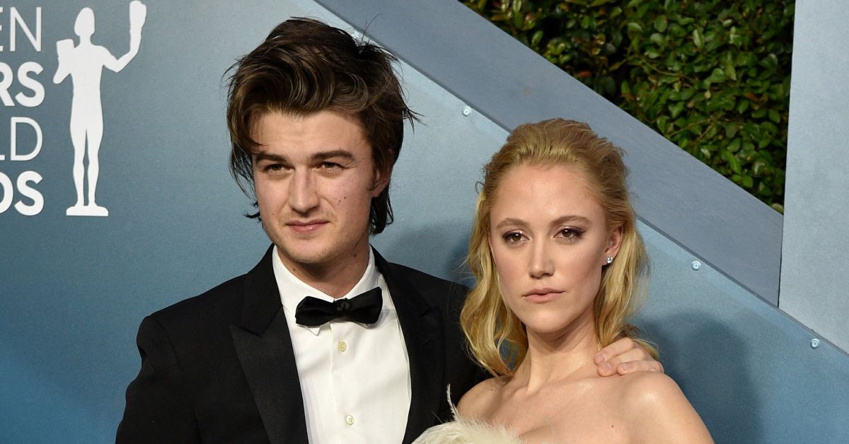 Joe Keery (left) and Maika Monroe (right) during a red carpet event of an awards show