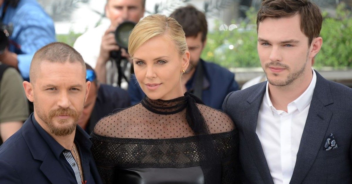Tom Hardy, Charlize Theron, Nicholas Hoult pose at the 68th annual Cannes Film Festival in Cannes, France