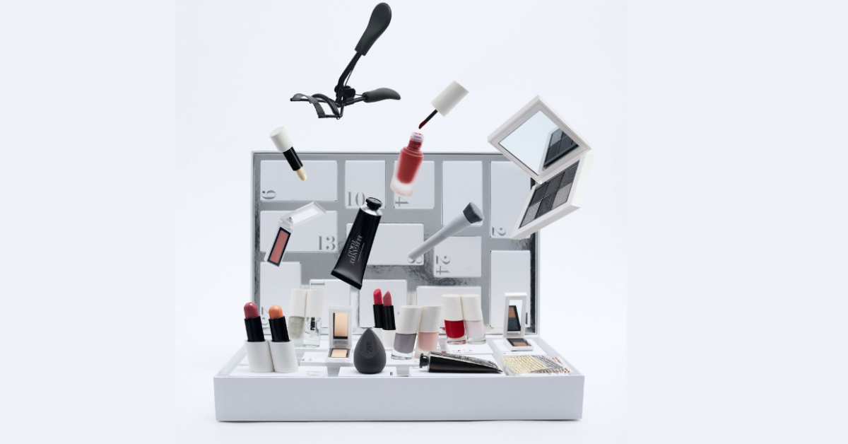 Zara make-up box with floating products