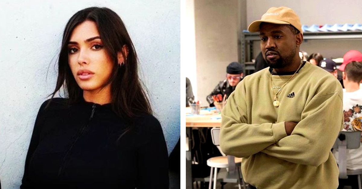 Bianca Censori and Kanye West side by side images