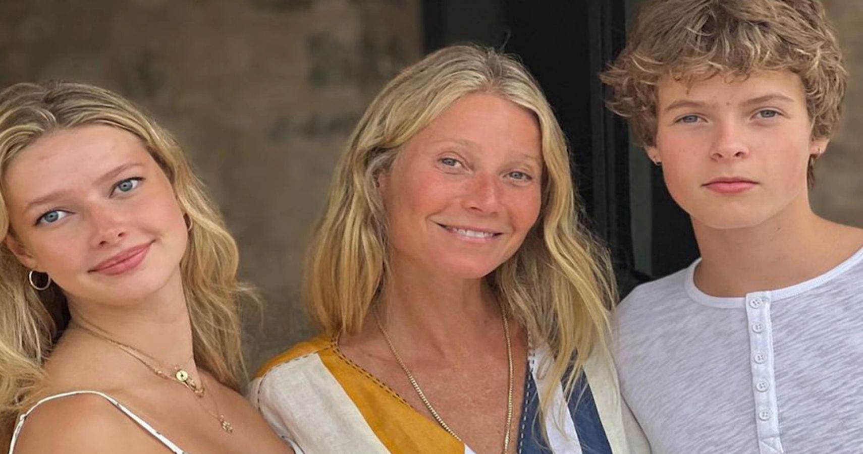 Gwyneth Paltrow with her children Moses and Apple