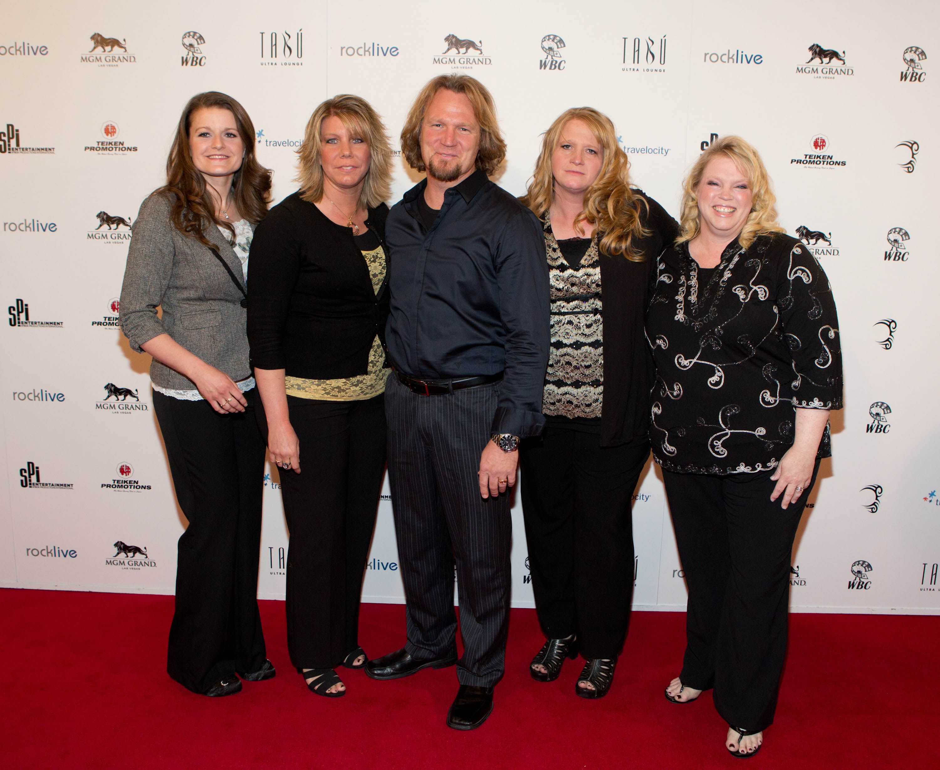Kody Brown, his wives from Sister wives arriving at the opening night of 'Mike Tyson: Undisputed Truth 