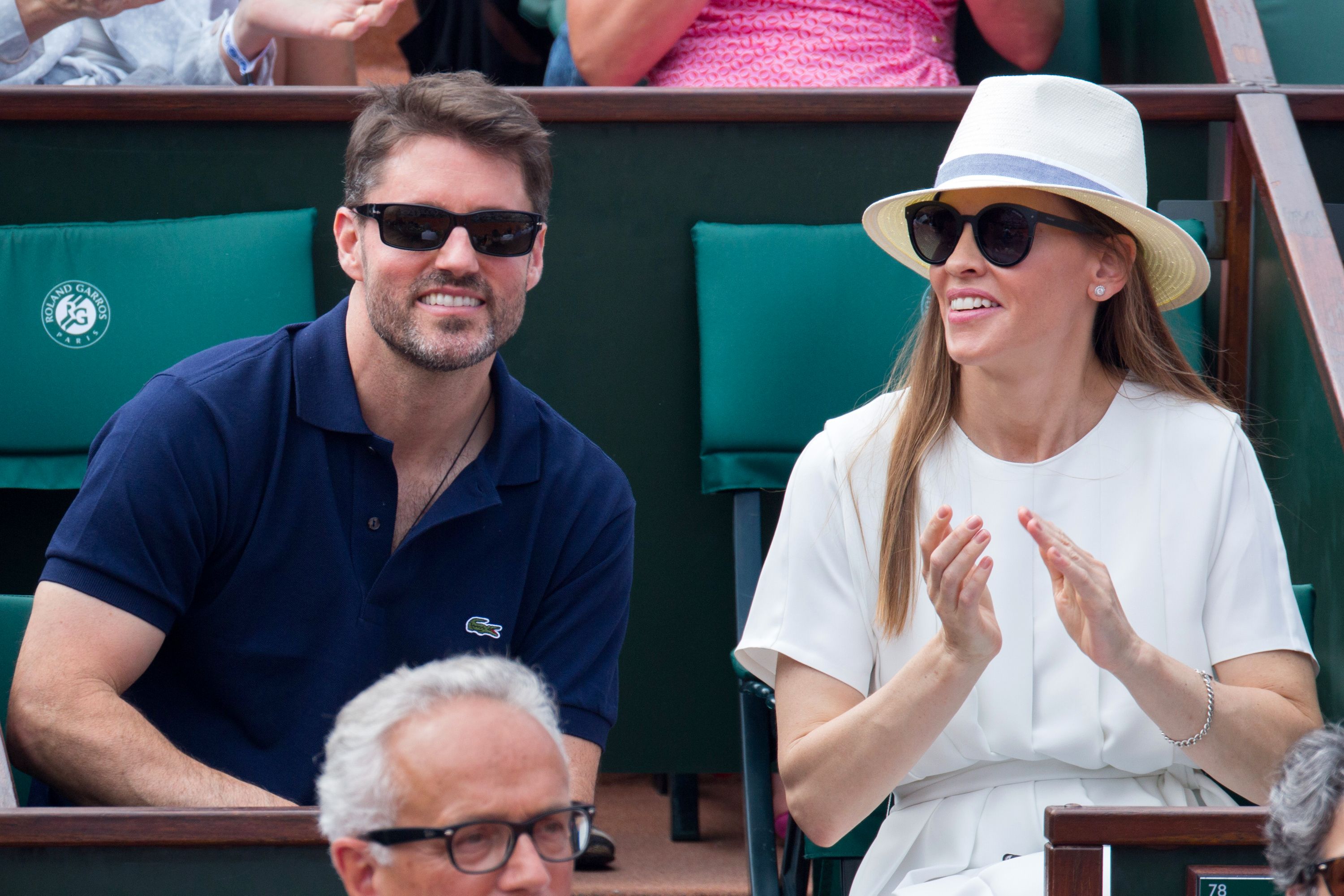 Philip Schneider and Hilary Swank at the French Tennis Open Day 14