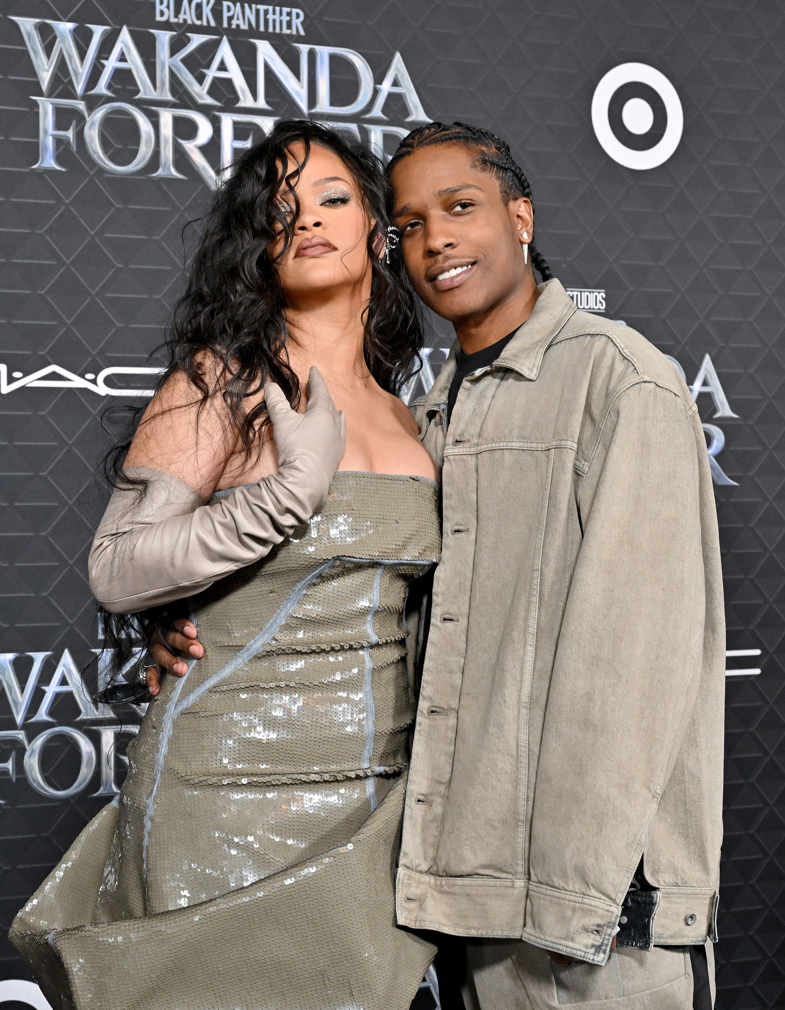 Rihanna and A$AP Rocky at the Los Angeles Premiere Of 'Black Panther: Wakanda Forever'