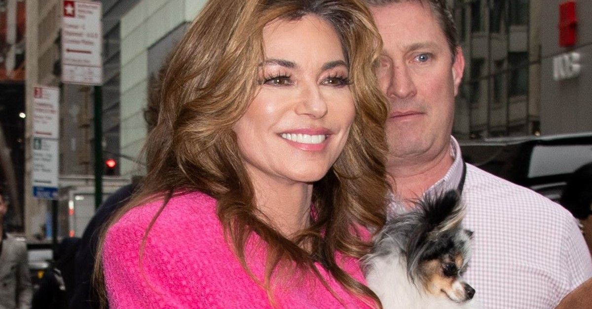Shania Twain steps out in pink with her dog