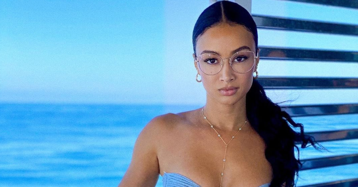 Draya Michele shows off her womanly curves in a teal-blue