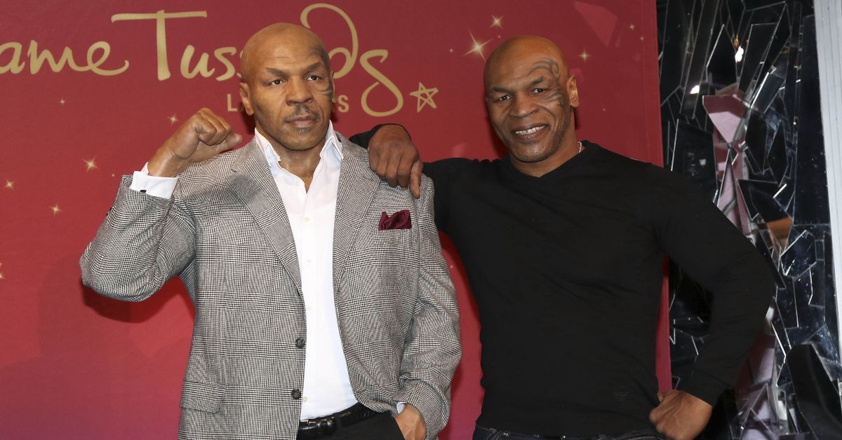 Mike Tyson and the wax figure of him at Madame Tussauds in Las Vegas