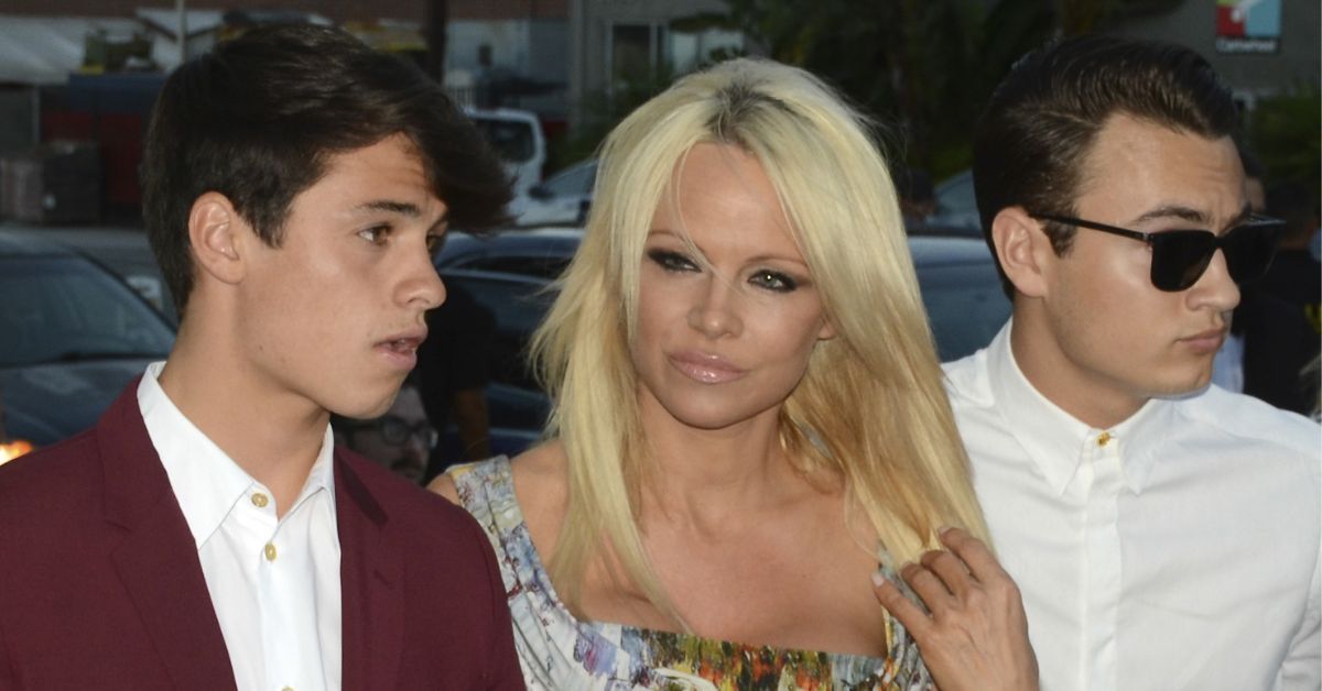 Pamela Anderson and her two sons Brandon Thomas Lee and Dylan Jagger Lee