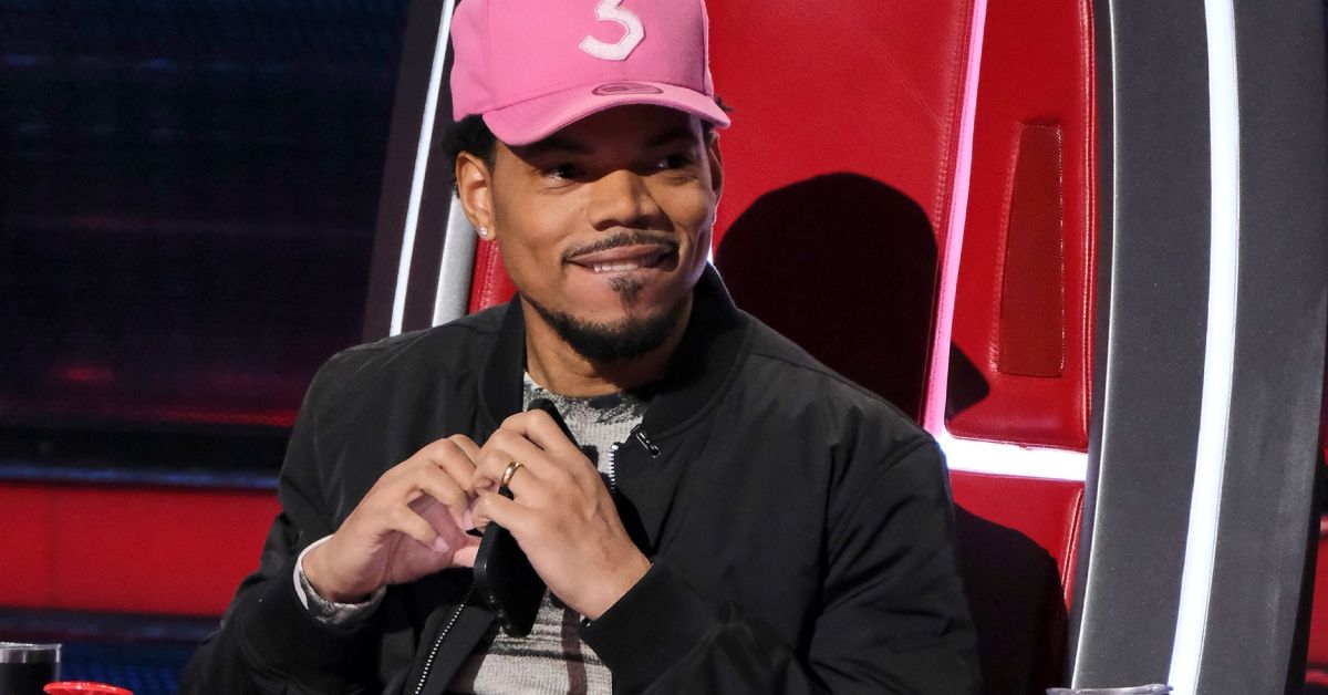 Chance The Rapper sitting in his chair on The Voice