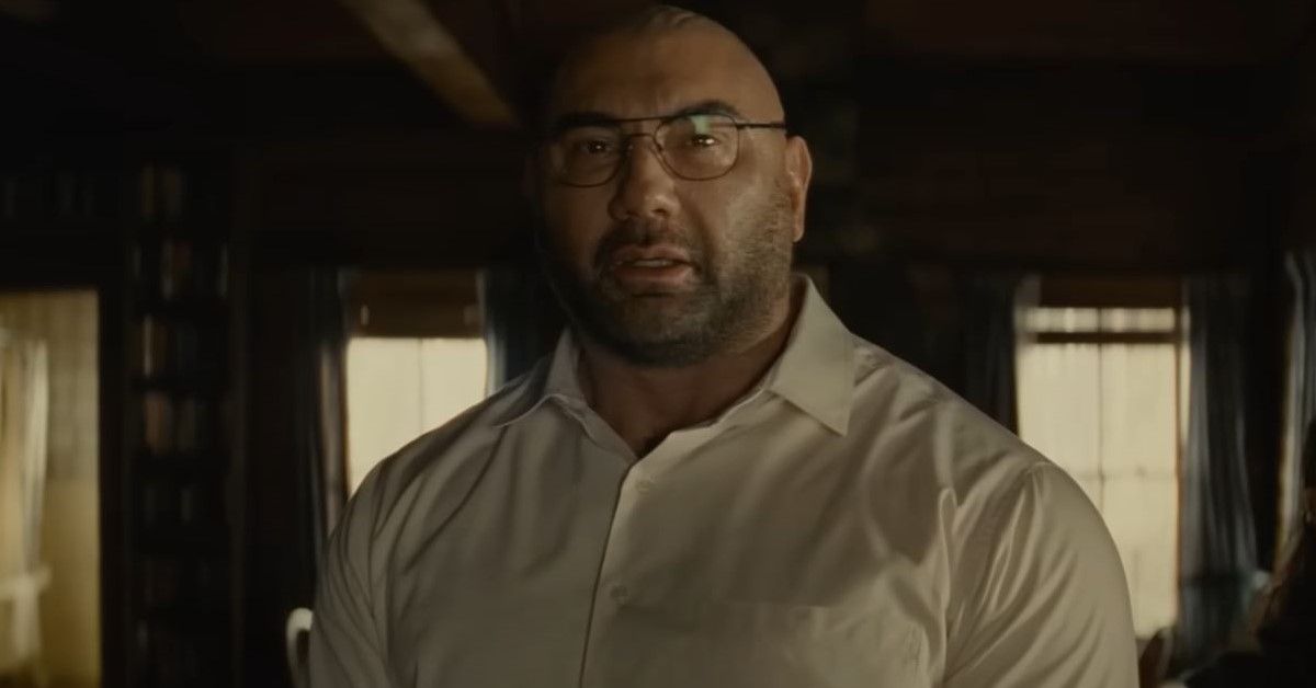 Dave Bautista in a still from Knock at the Cabin