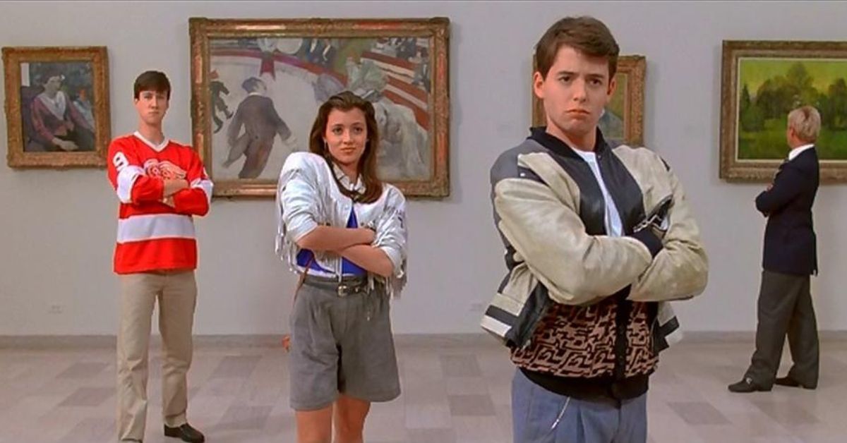 Cameron, Sloane and Ferris crossing their arms at a museum in Ferris Bueller's Day Off