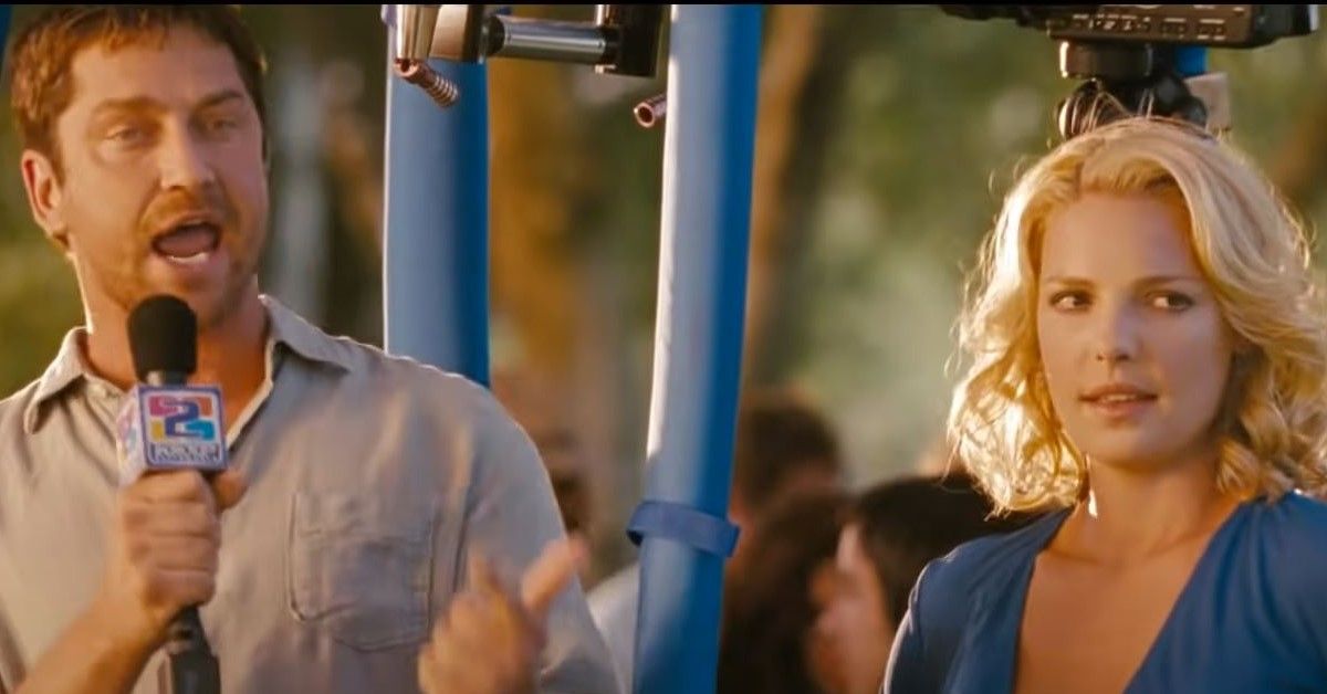 Katherine Heigl and Gerard Butler share a scene in The Ugly Truth 