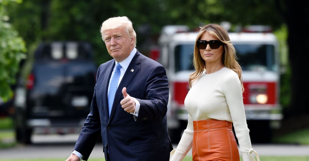 Donald Trump and Melania Trump leaving the White House