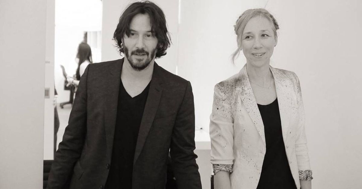 Alexandra Grant and Keanu Reeves pose