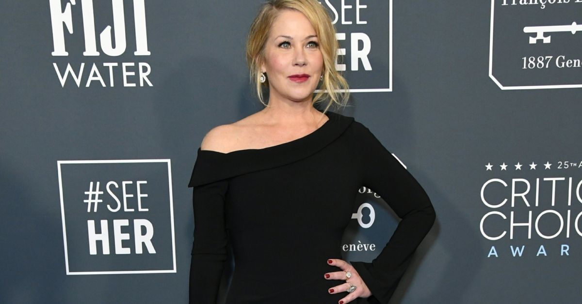 Christina Applegate looking serious on the red carpet