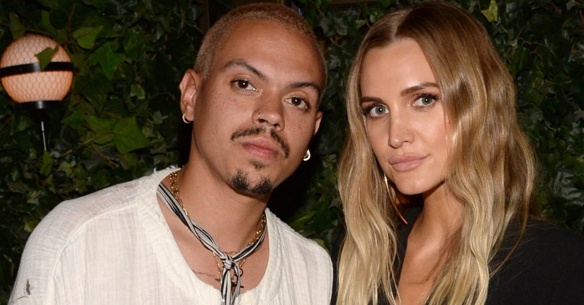 Evan Ross and Ashlee Simpson looking serious