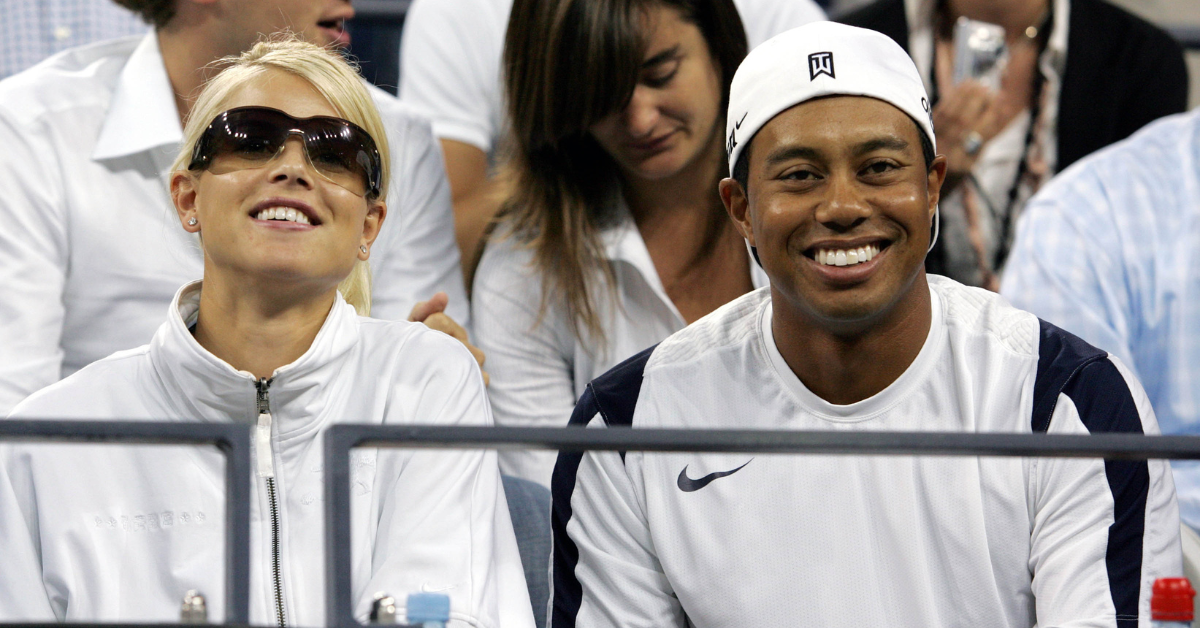 Elin Nordegren and Tiger Woods at a game together