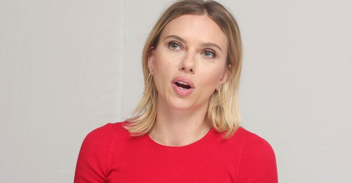 Scarlett Johansson attends a press conference for Jojo Rabbit