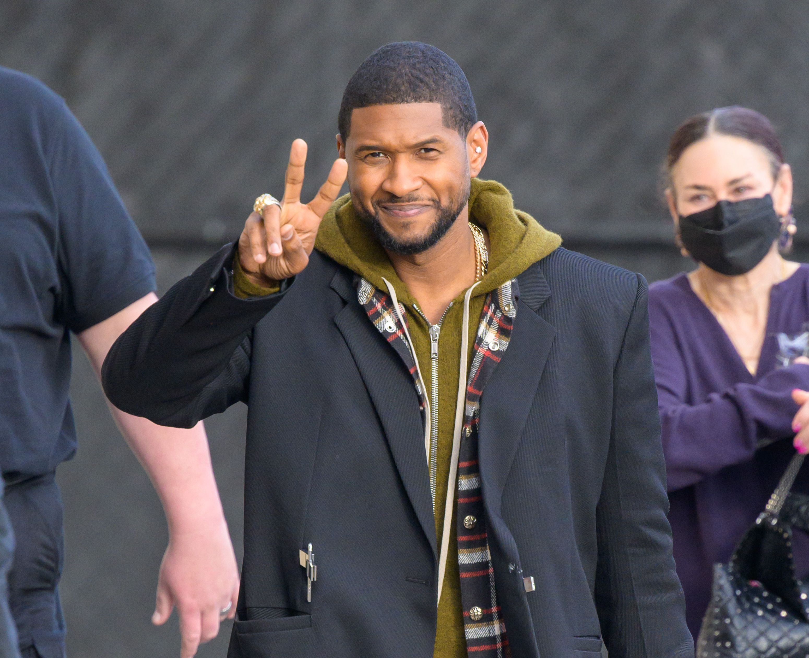 Usher seen outside of Jimmy Kimmel Live