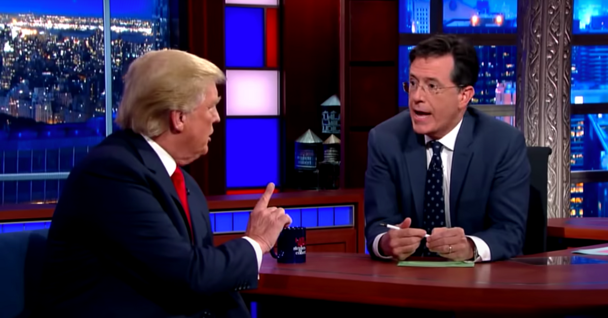 Donald Trump and Stephen Colbert