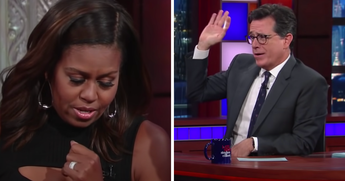 Stephen Colbert Was Blown Away By Michelle Obama's Impression Of Barack During Her Appearance On The Late Show