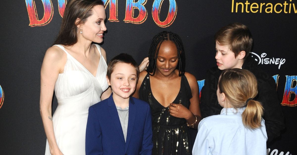 Angelina Jolie and her children at a movie premiere