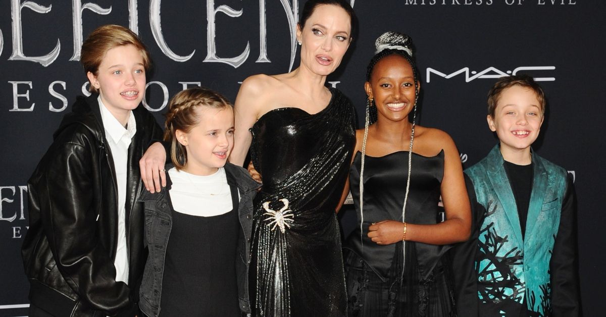 Angelina Jolie and her kids at a movie premiere