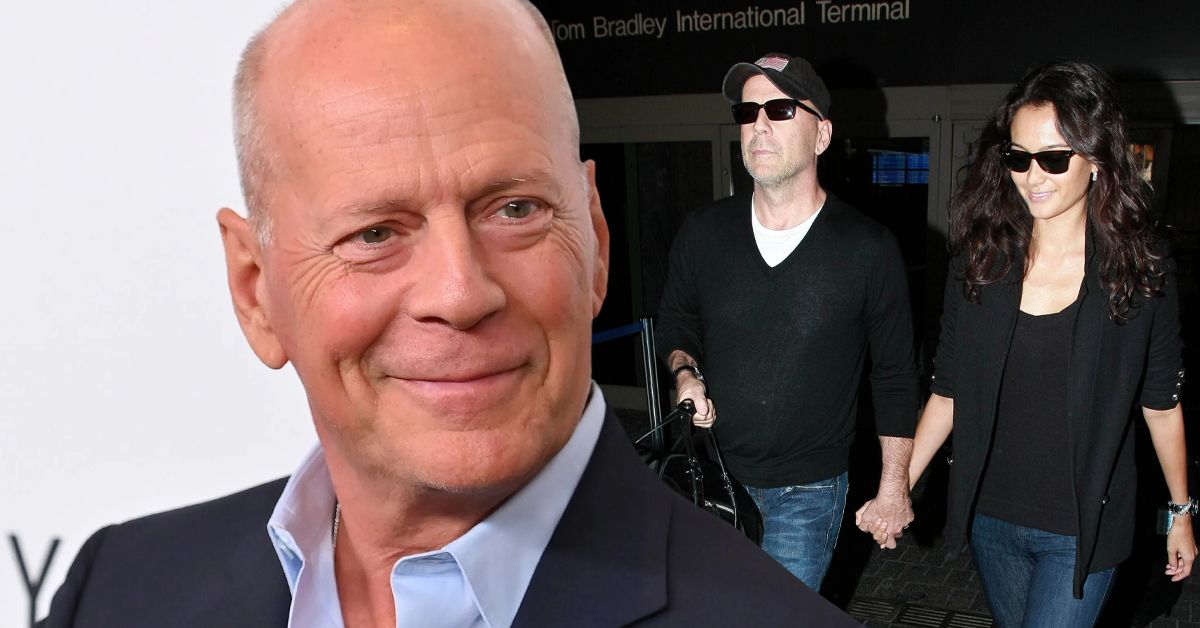 Bruce Willis and Emma Heming holding hands