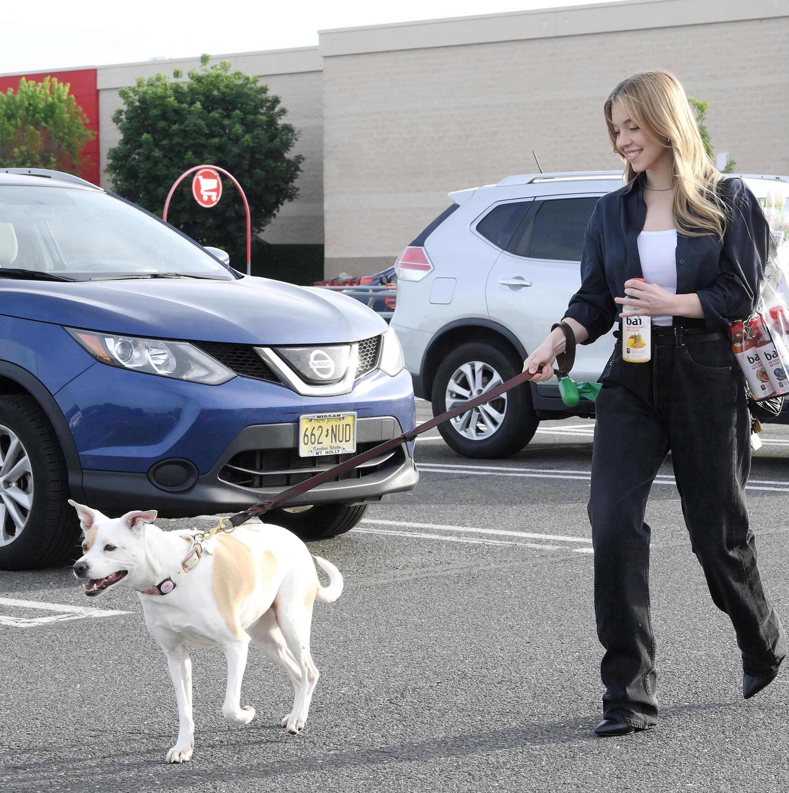 Sydney Sweeney shopping with dog