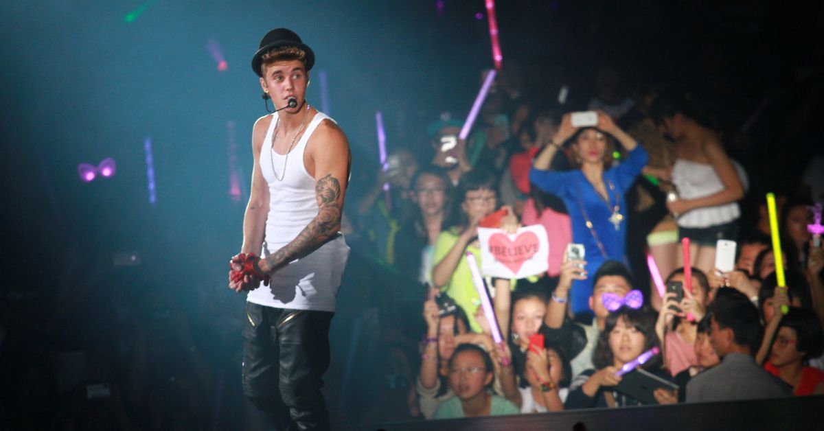 Justin Bieber performing in front of adoring fans