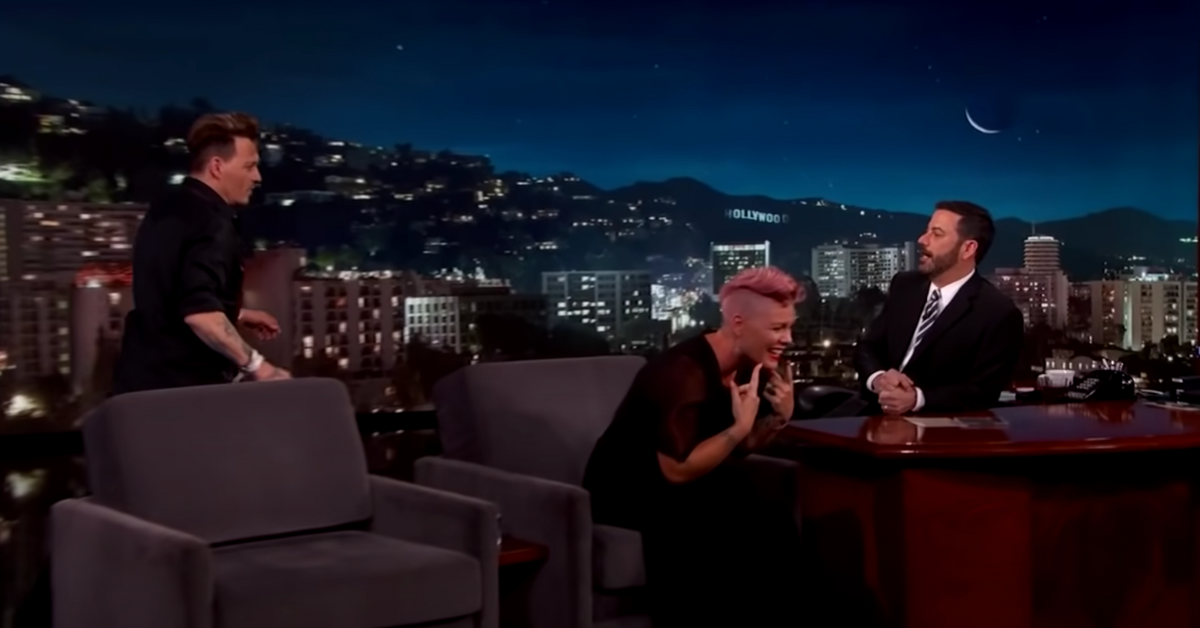 Johnny Depp’s Pink and Jimmy Kimmel Both Turned Red During Surprise Appearance on Live
