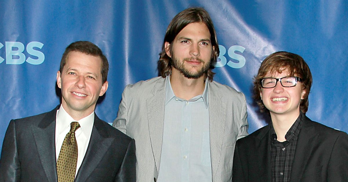 Angus T. Jones, Jon Cryer, and Ashton Kutcher on the red carpet