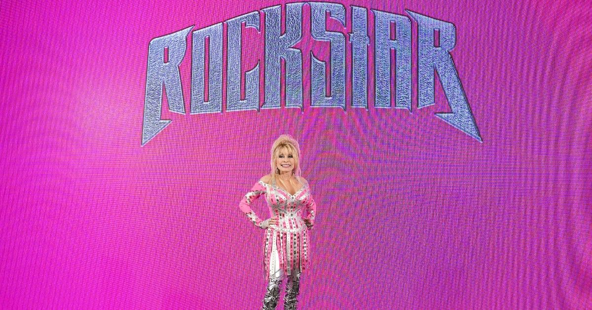 Dolly Parton posing for new rock album