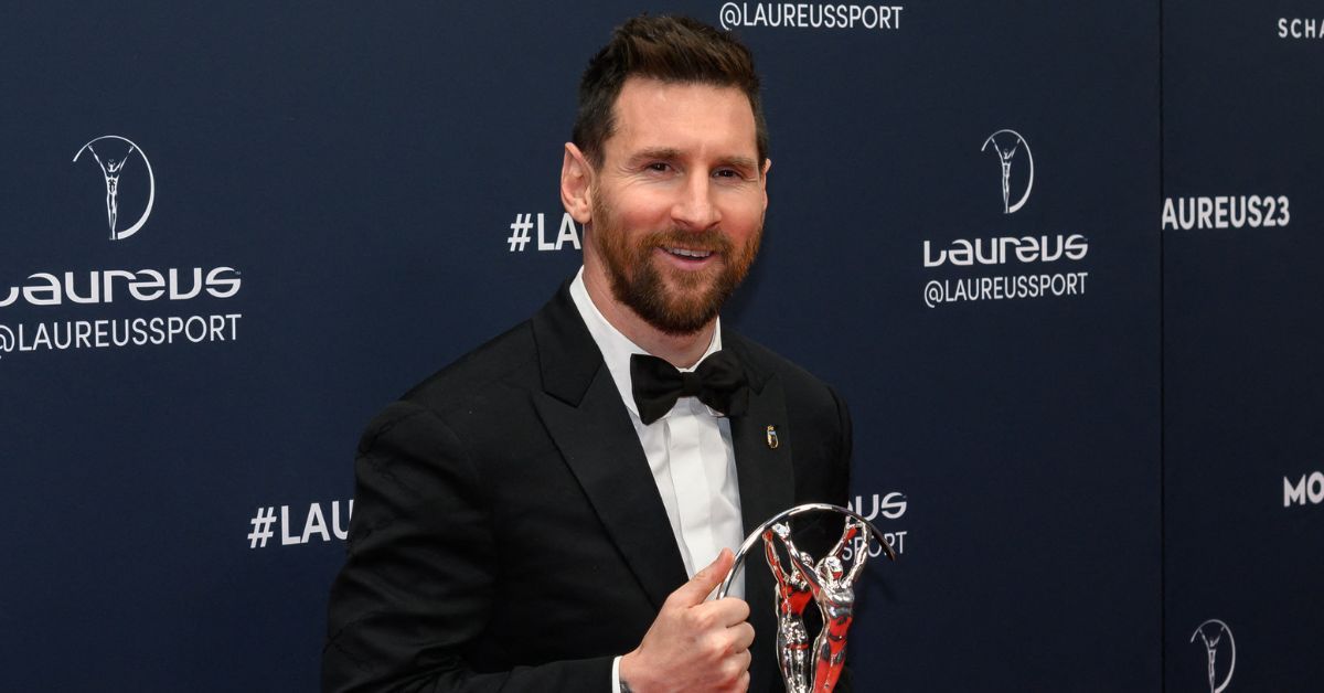 Lionel Messi during 2023 Laureus World Sport Awards Paris red carpet arrivals at Cour Vendome, Paris