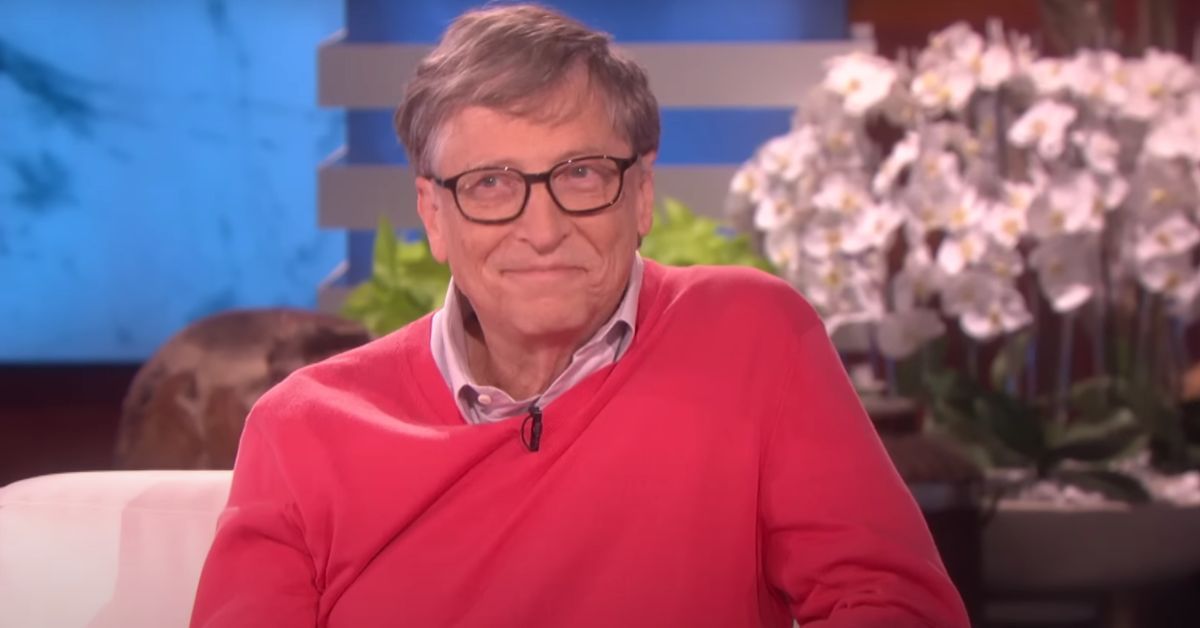 Bill Gates in pink during an interview