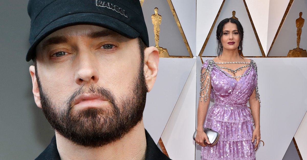 Eminem fue lo suficientemente amable como para aceptar una foto con Salma Hayek a pesar de su desastroso encuentro