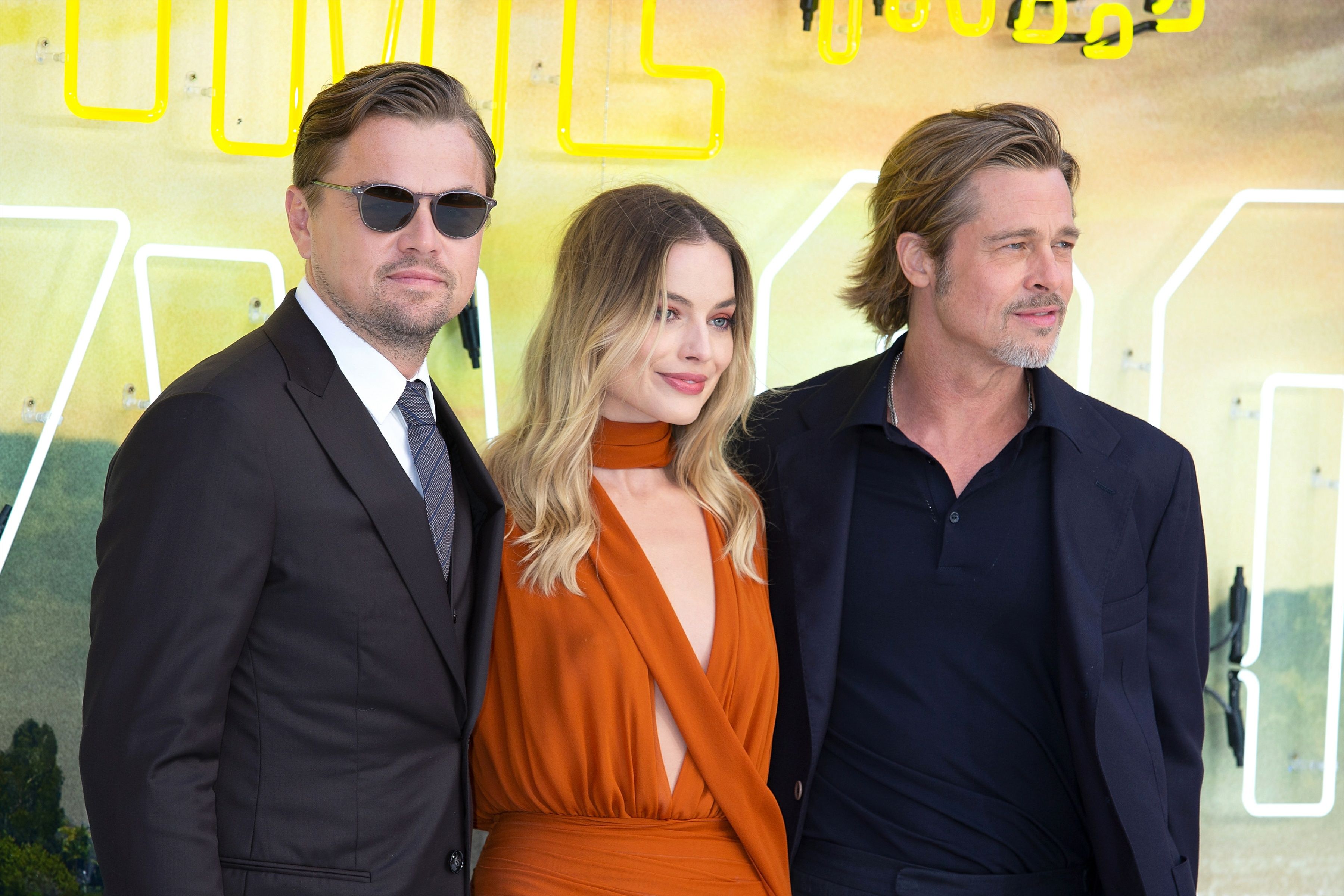 Leonardo DiCaprio, Margot Robbie, and Brad Pitt at the UK Premiere of Once Upon A Time In Hollywood