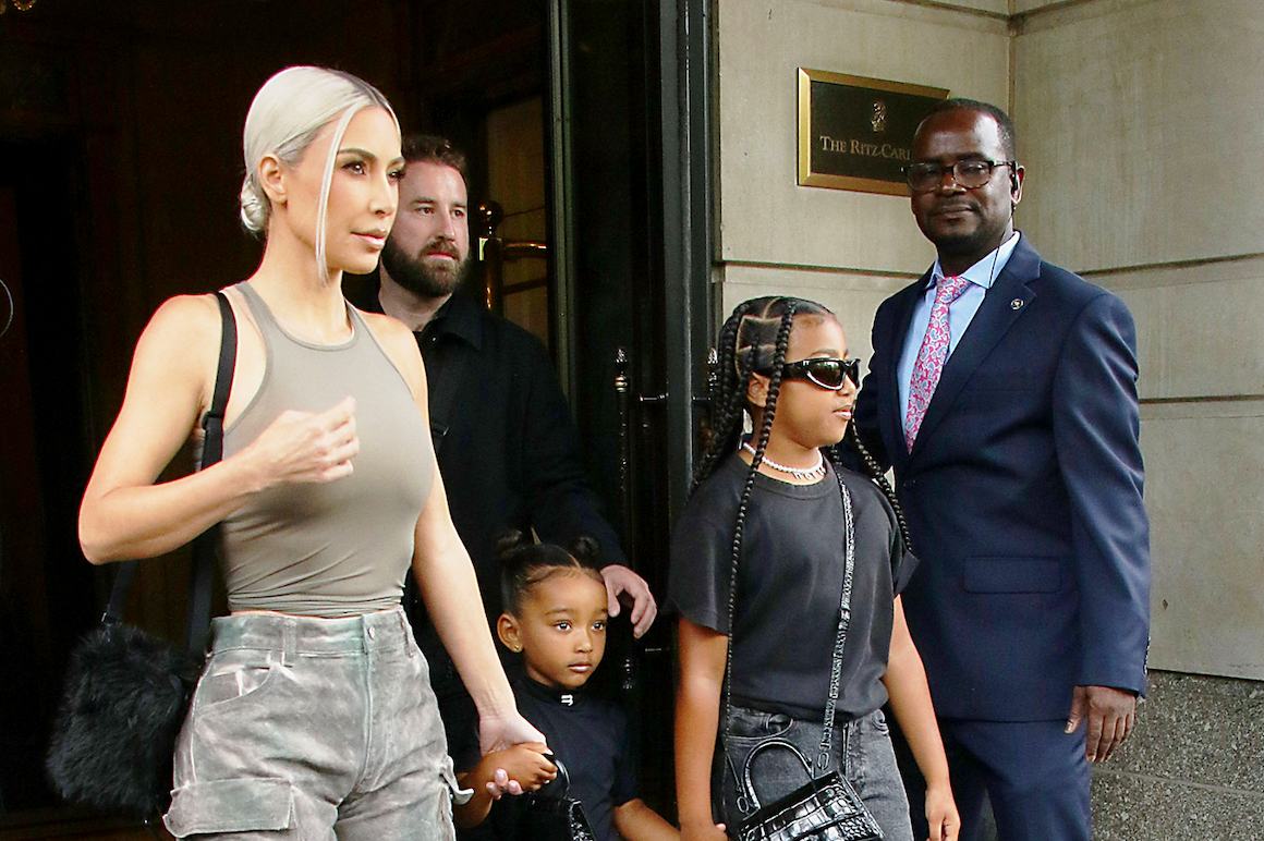 Kim Kardashian with daughters Chicago and North West 