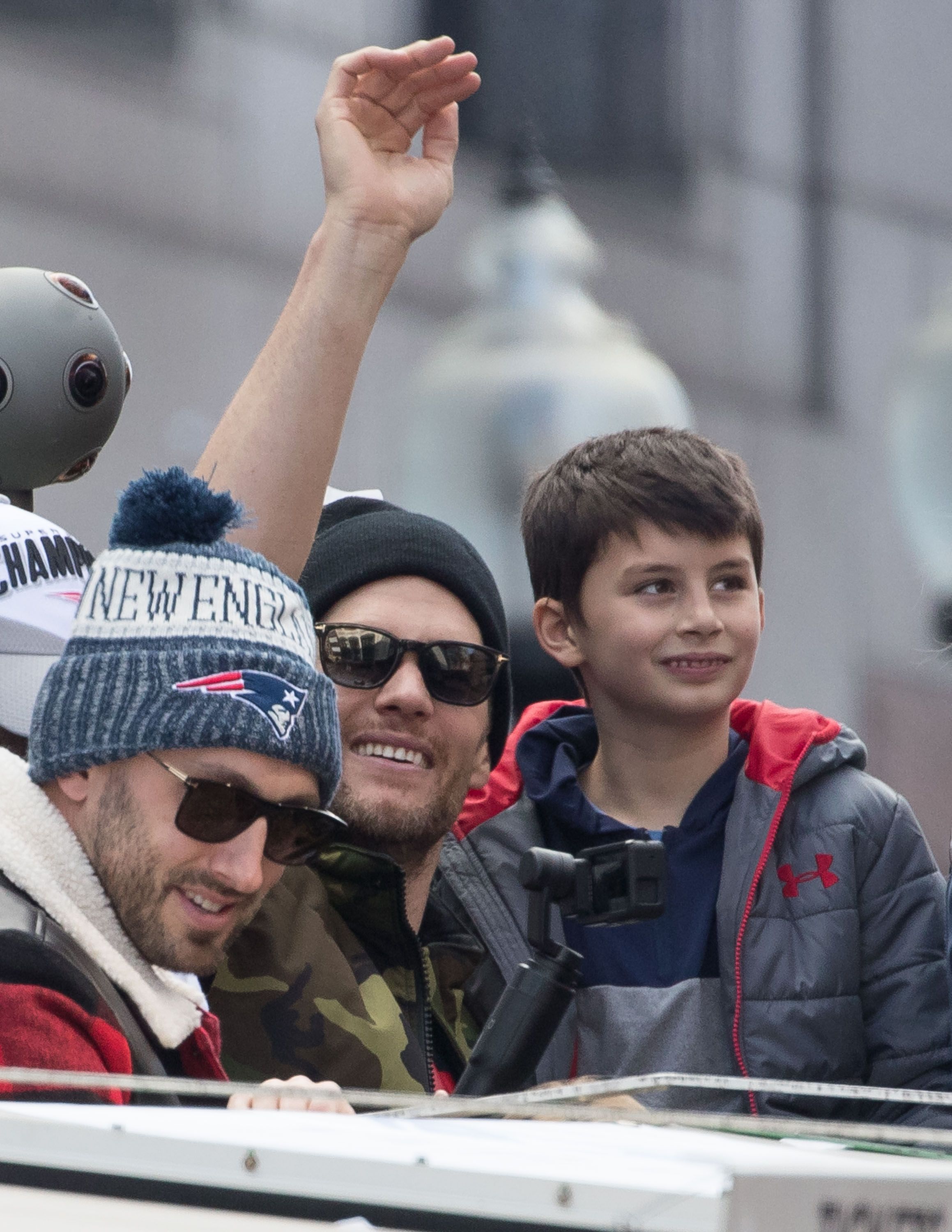 Tom Brady and son Jack at Patriots parade