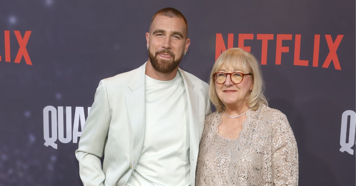 Travis Kelce and his mom Donna Kelce at the Los Angeles premiere of Netflix's 'Quarterback' at TUDUM Theater