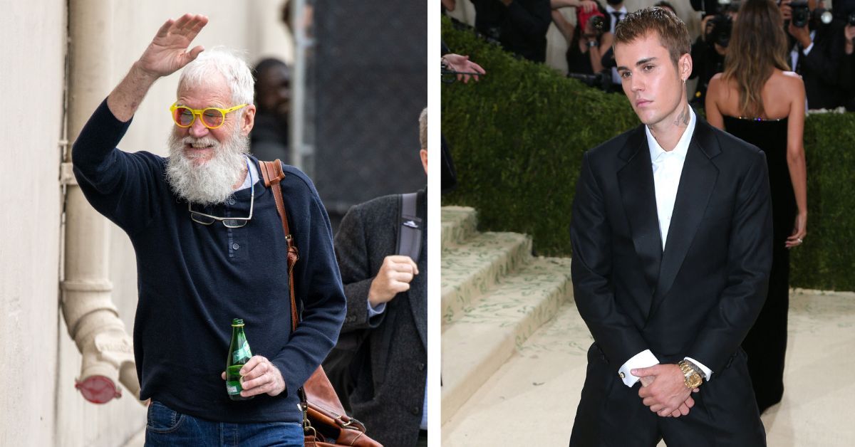 David Letterman at the 'Jimmy Kimmel Live!' Show Studios and Justin Bieber at the 2021 MET Gala