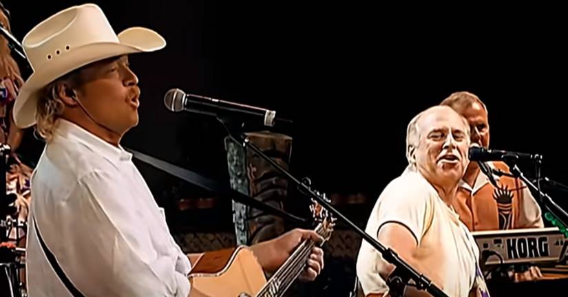 Alan Jackson and Jimmy Buffett performing "It's Five O'Clock Somewhere" in offical music video