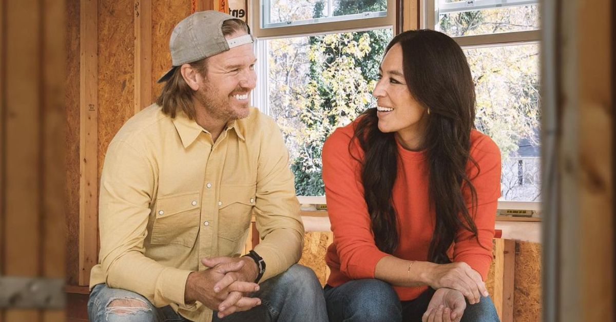 Chip and Joanna Gaines inside a house that is being renovated