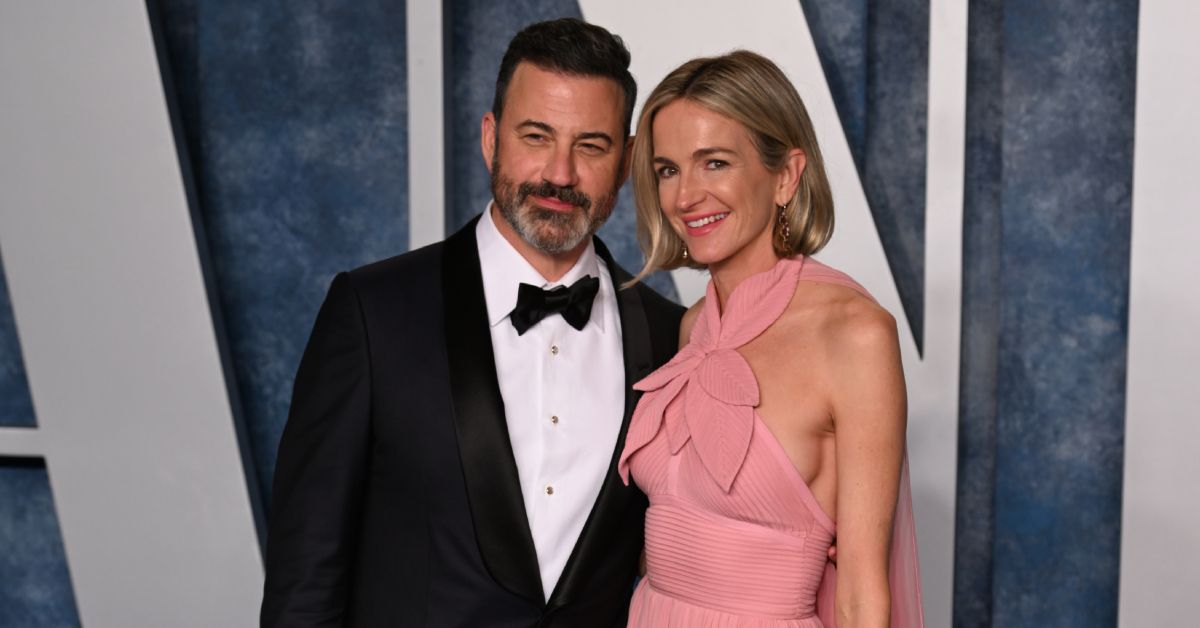 Jimmy Kimmel and his wife Molly McNearney all dressed up
