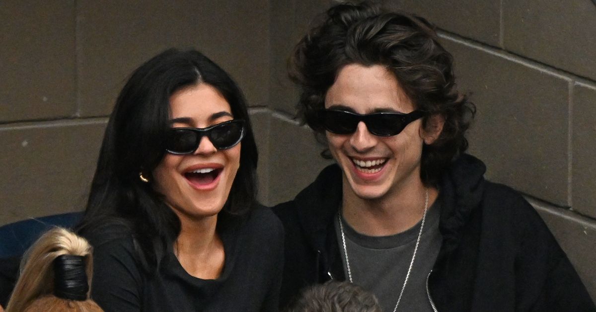 Kylie Jenner and Timothee Chalamet laughing 