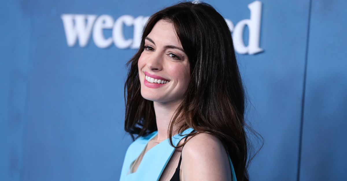 Anne Hathaway looking nervous