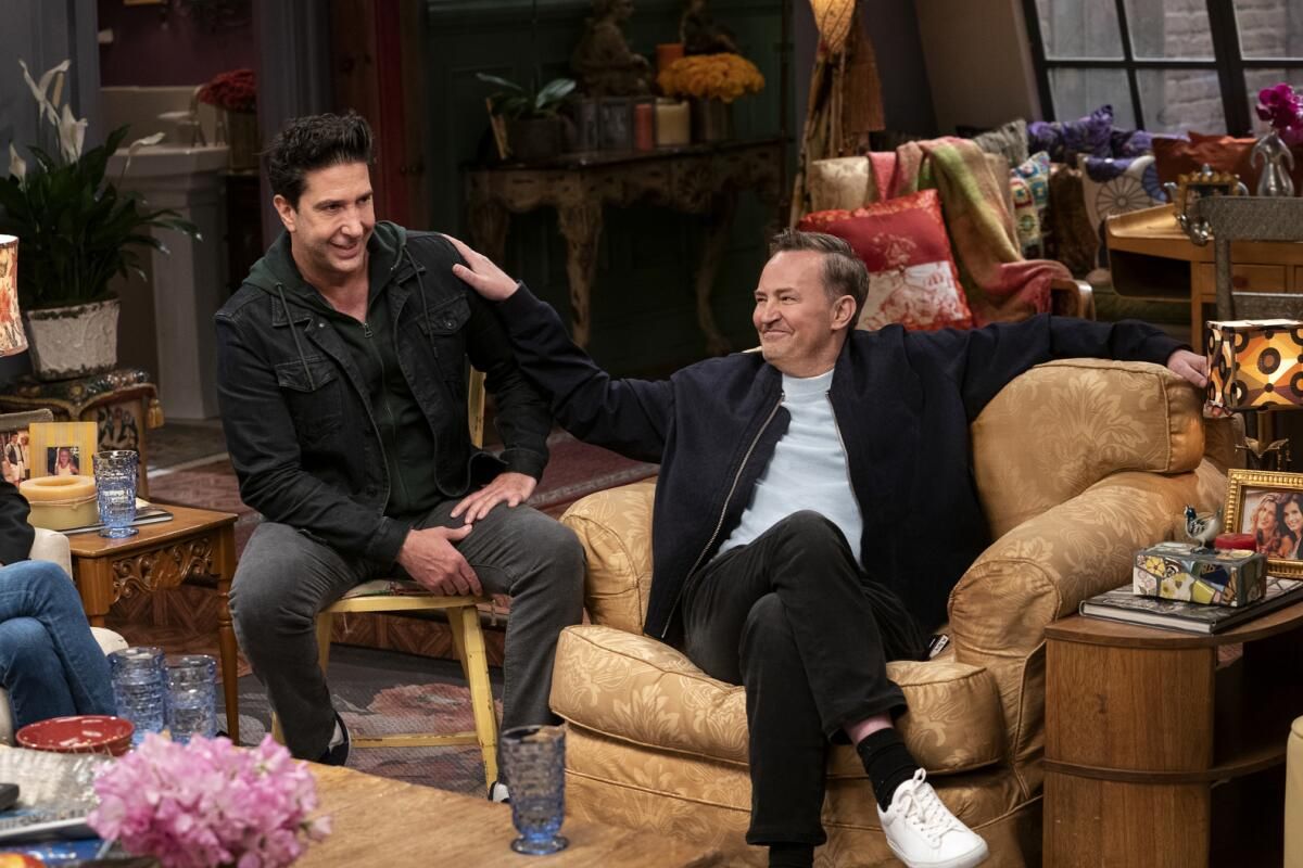 David Schwimmer and Matthew Perry at the Friends reunion