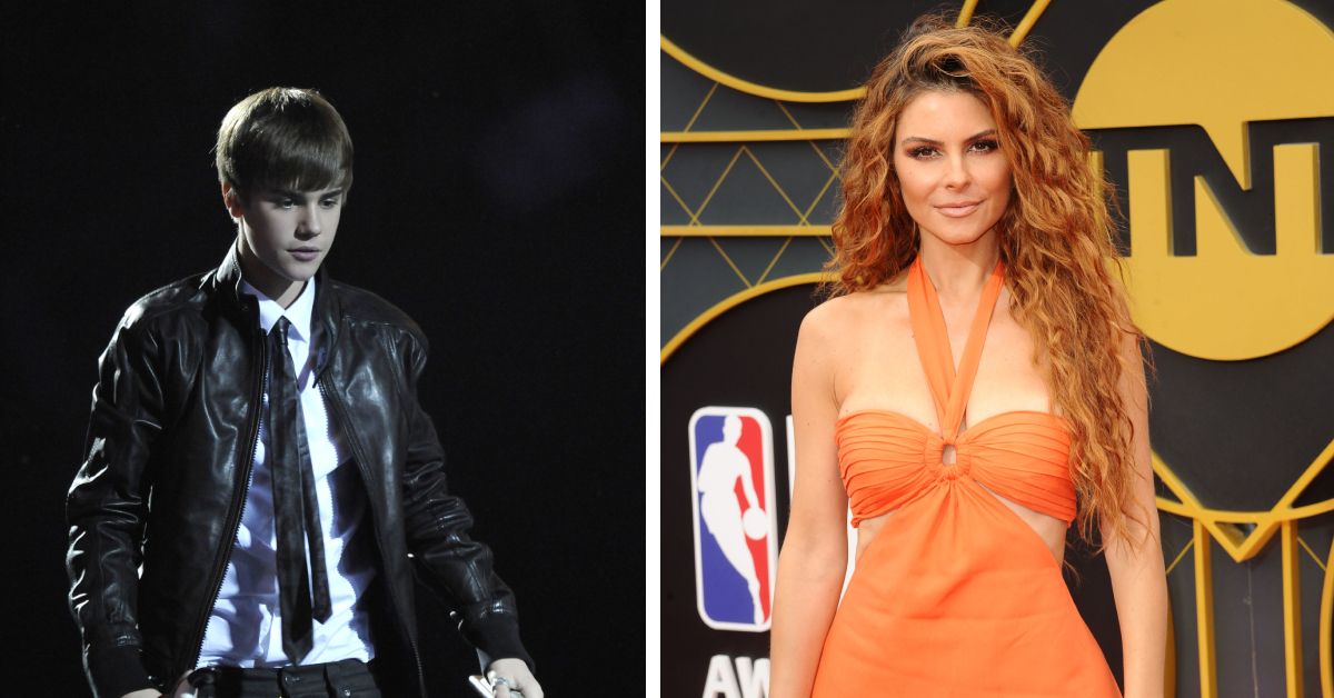 Justin Bieber and Maria Menounos side by side
